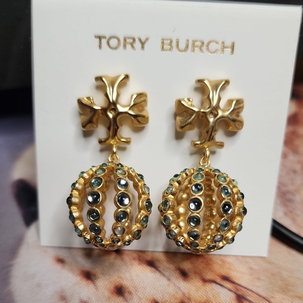 Tory Burch Gold and Black Earrings
